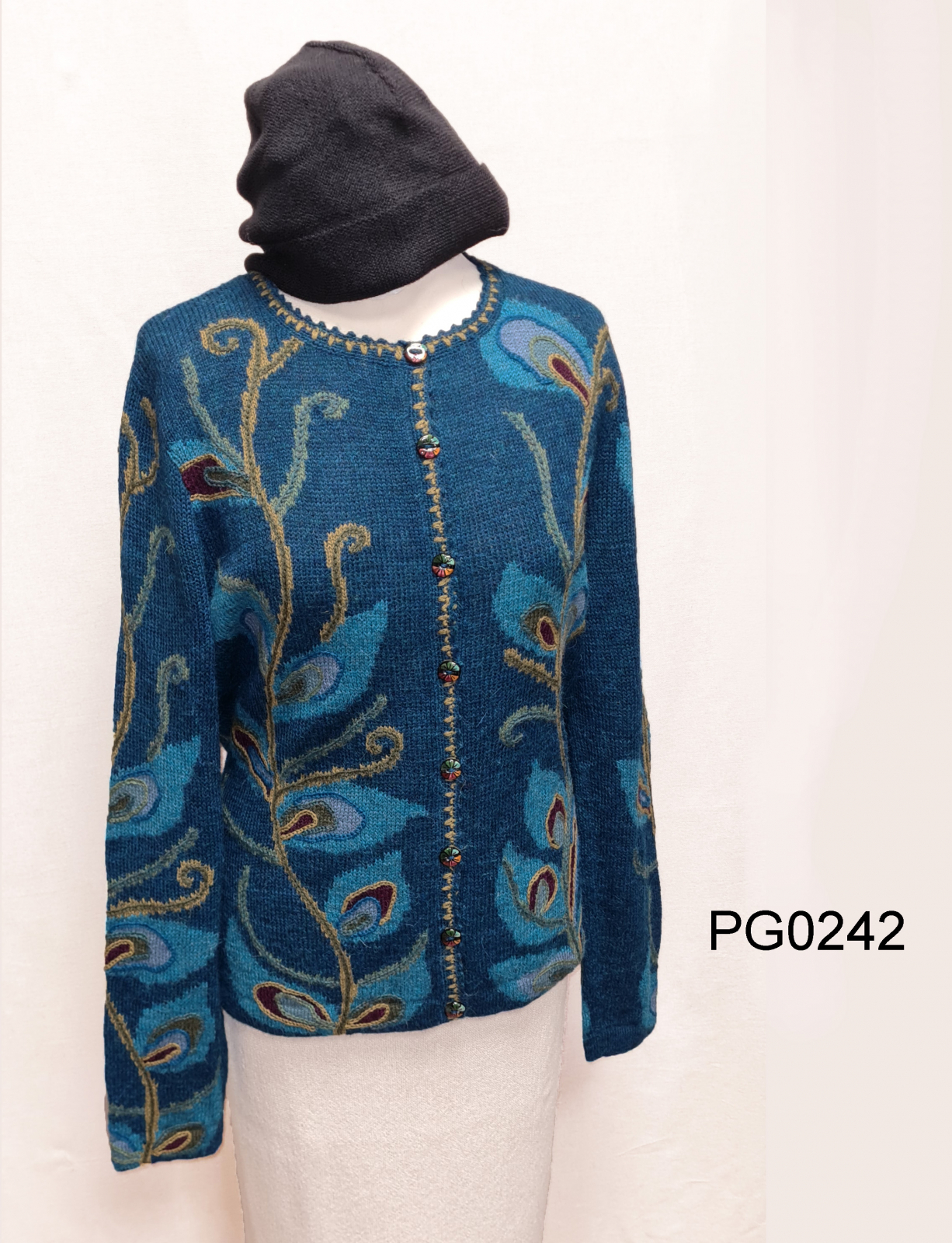 Damen Alpaka Rundausschnitt Strickjacke 